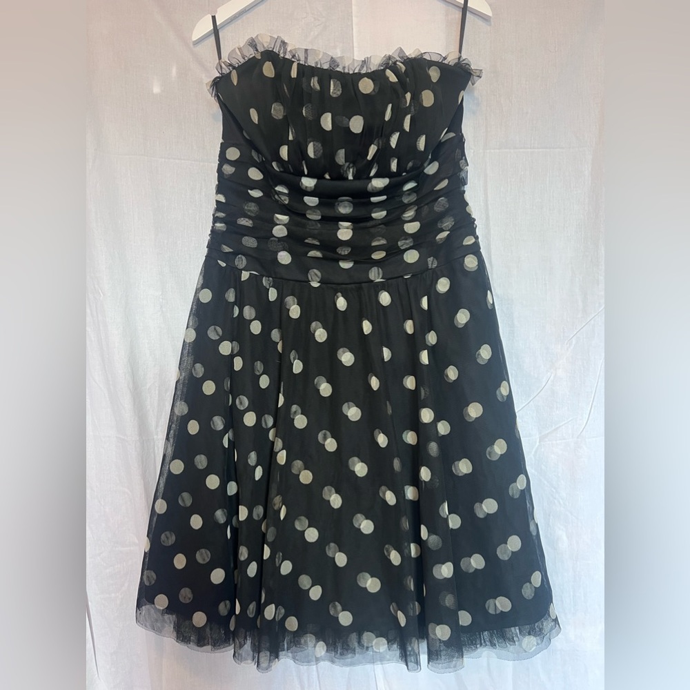 Black and Cream Polka Dot Dress Y2K